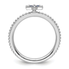 14k White Gold Stackable Expressions Created Sapphire Star Ring - Sophia Jewelers