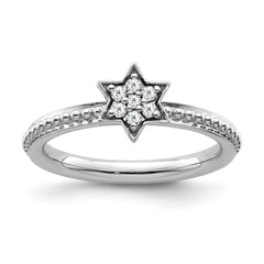 14k White Gold Stackable Expressions Diamond Star Ring - Sophia Jewelers