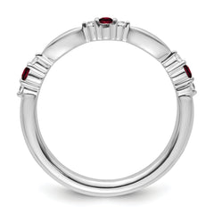 14k White Gold Stackable Expressions Garnet and Diamond Ring - Sophia Jewelers