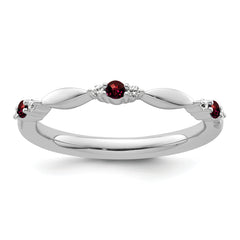 14k White Gold Stackable Expressions Garnet and Diamond Ring - Sophia Jewelers