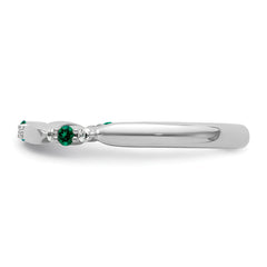 14k White Gold Stackable Expressions Created Emerald and Dia. Ring - Sophia Jewelers