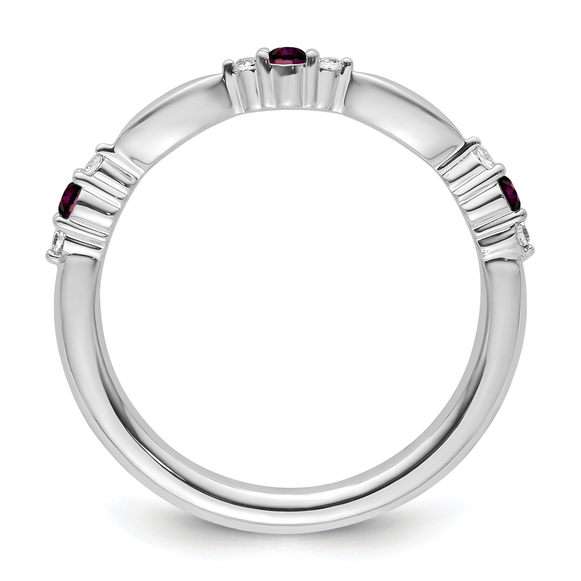 14k White Gold Stackable Expressions Rhodolite Garnet and Dia. Ring - Sophia Jewelers