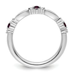 14k White Gold Stackable Expressions Rhodolite Garnet and Dia. Ring - Sophia Jewelers