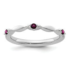 14k White Gold Stackable Expressions Rhodolite Garnet and Dia. Ring - Sophia Jewelers