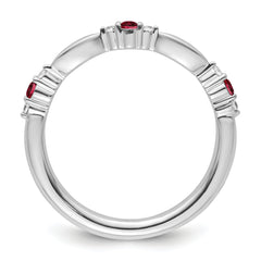 14k White Gold Stackable Expressions Created Ruby and Dia. Ring - Sophia Jewelers