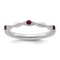 14k White Gold Stackable Expressions Created Ruby and Dia. Ring - Sophia Jewelers