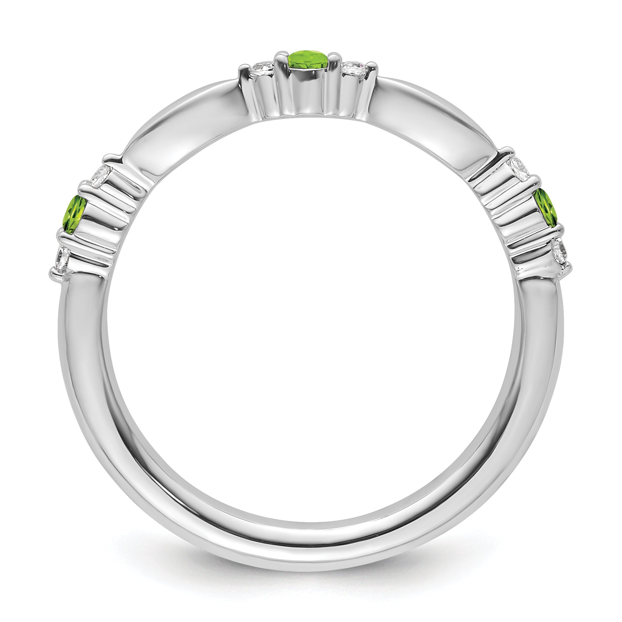 14k White Gold Stackable Expressions Peridot and Diamond Ring - Sophia Jewelers