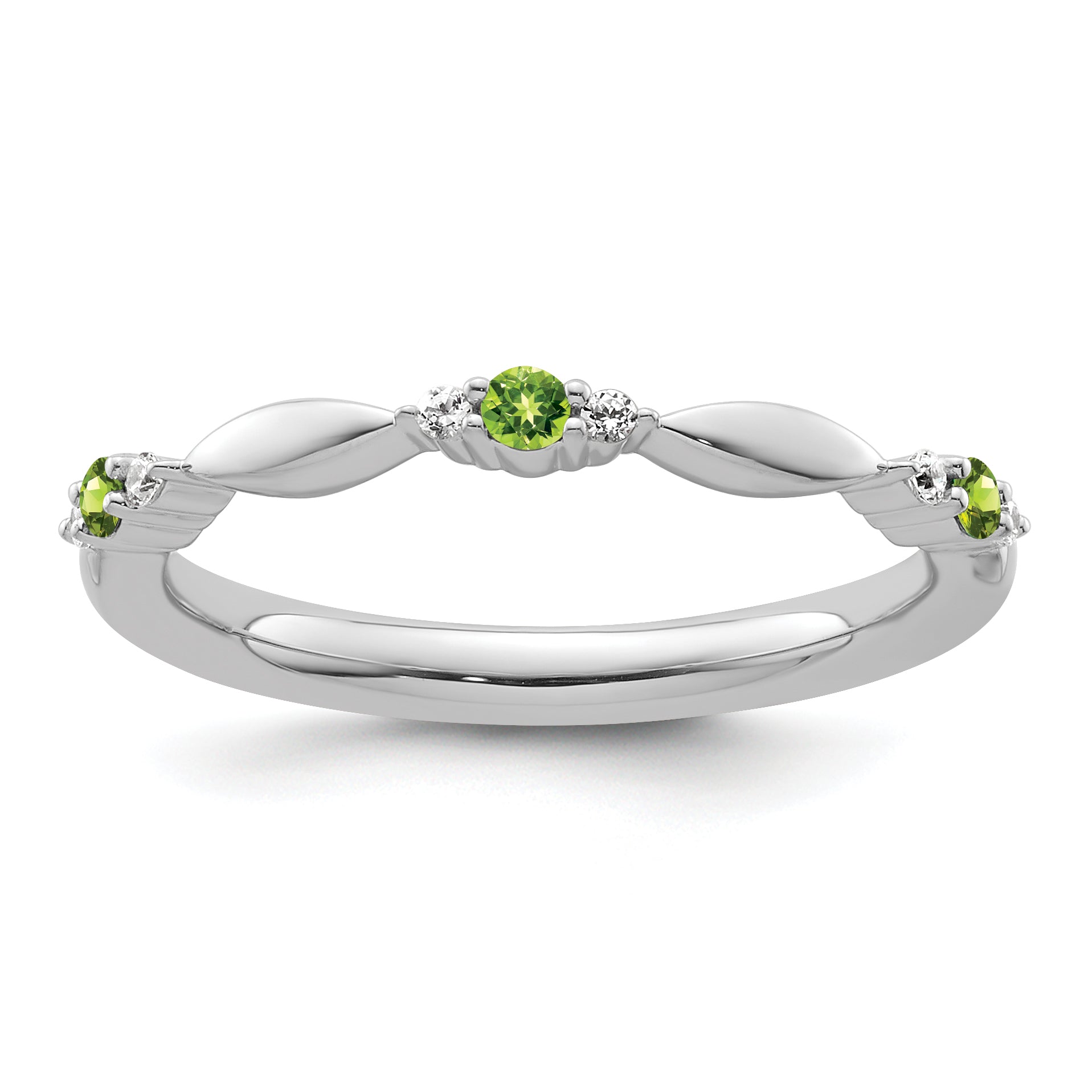 14k White Gold Stackable Expressions Peridot and Diamond Ring - Sophia Jewelers