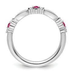 14k White Gold Stackable Expressions Pink Tourmaline and Dia. Ring - Sophia Jewelers