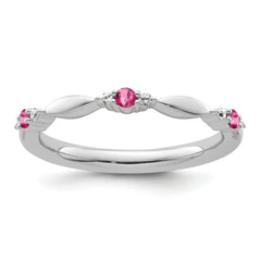 14k White Gold Stackable Expressions Pink Tourmaline and Dia. Ring - Sophia Jewelers