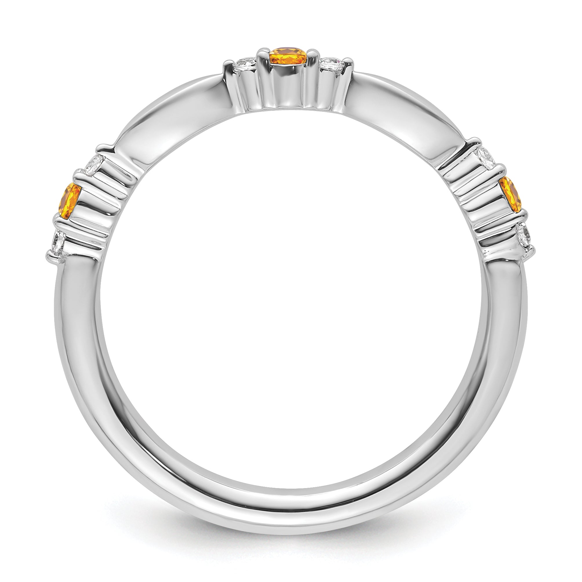 14k White Gold Stackable Expressions Citrine and Diamond Ring - Sophia Jewelers