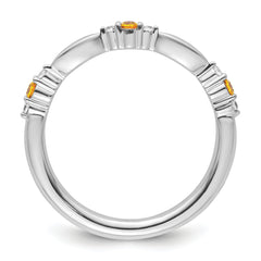 14k White Gold Stackable Expressions Citrine and Diamond Ring - Sophia Jewelers