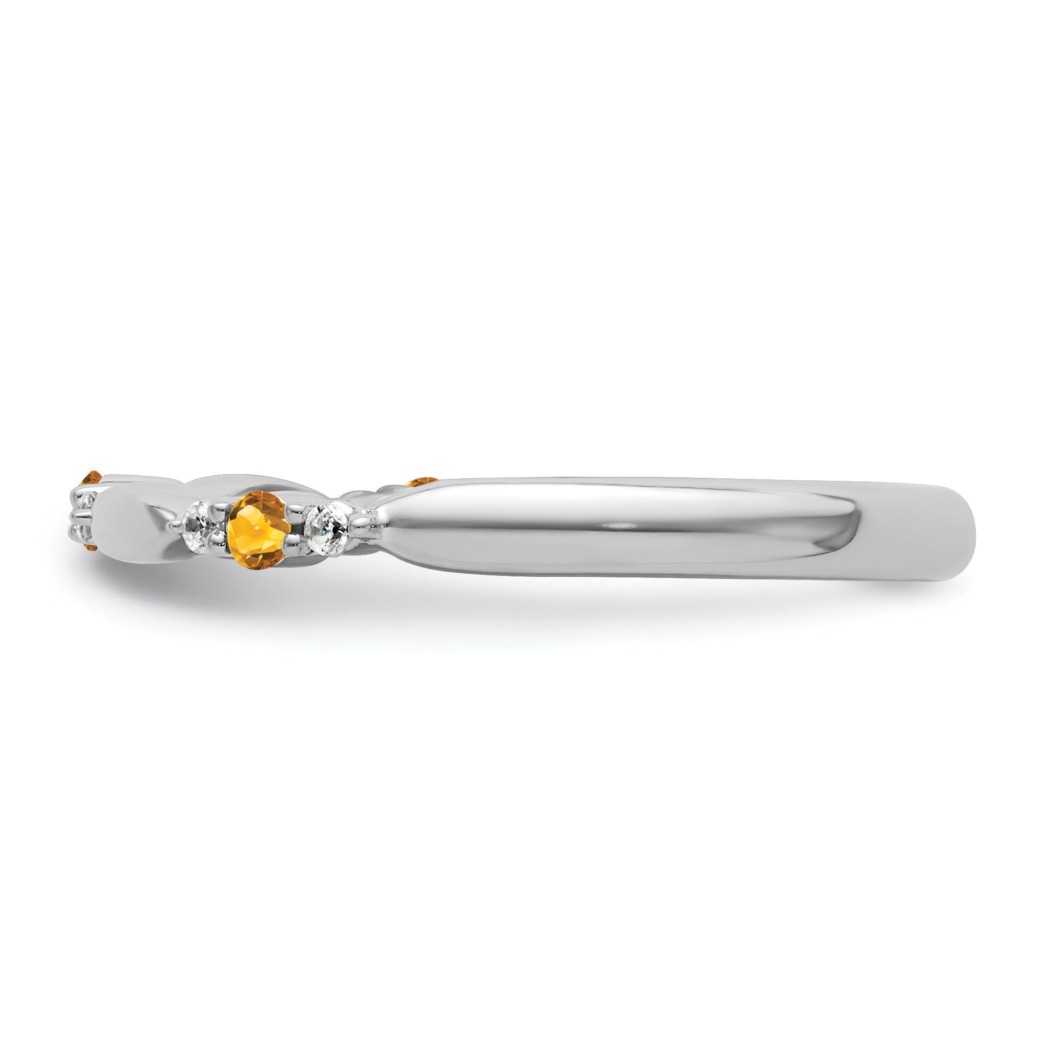 14k White Gold Stackable Expressions Citrine and Diamond Ring - Sophia Jewelers