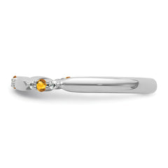 14k White Gold Stackable Expressions Citrine and Diamond Ring - Sophia Jewelers