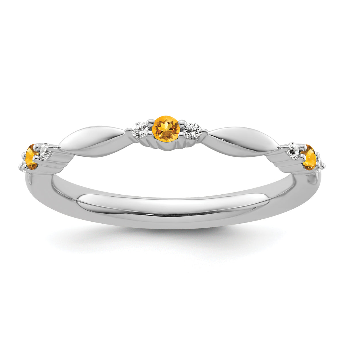 14k White Gold Stackable Expressions Citrine and Diamond Ring - Sophia Jewelers