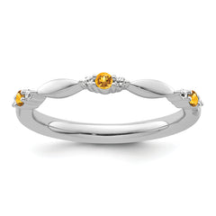 14k White Gold Stackable Expressions Citrine and Diamond Ring - Sophia Jewelers