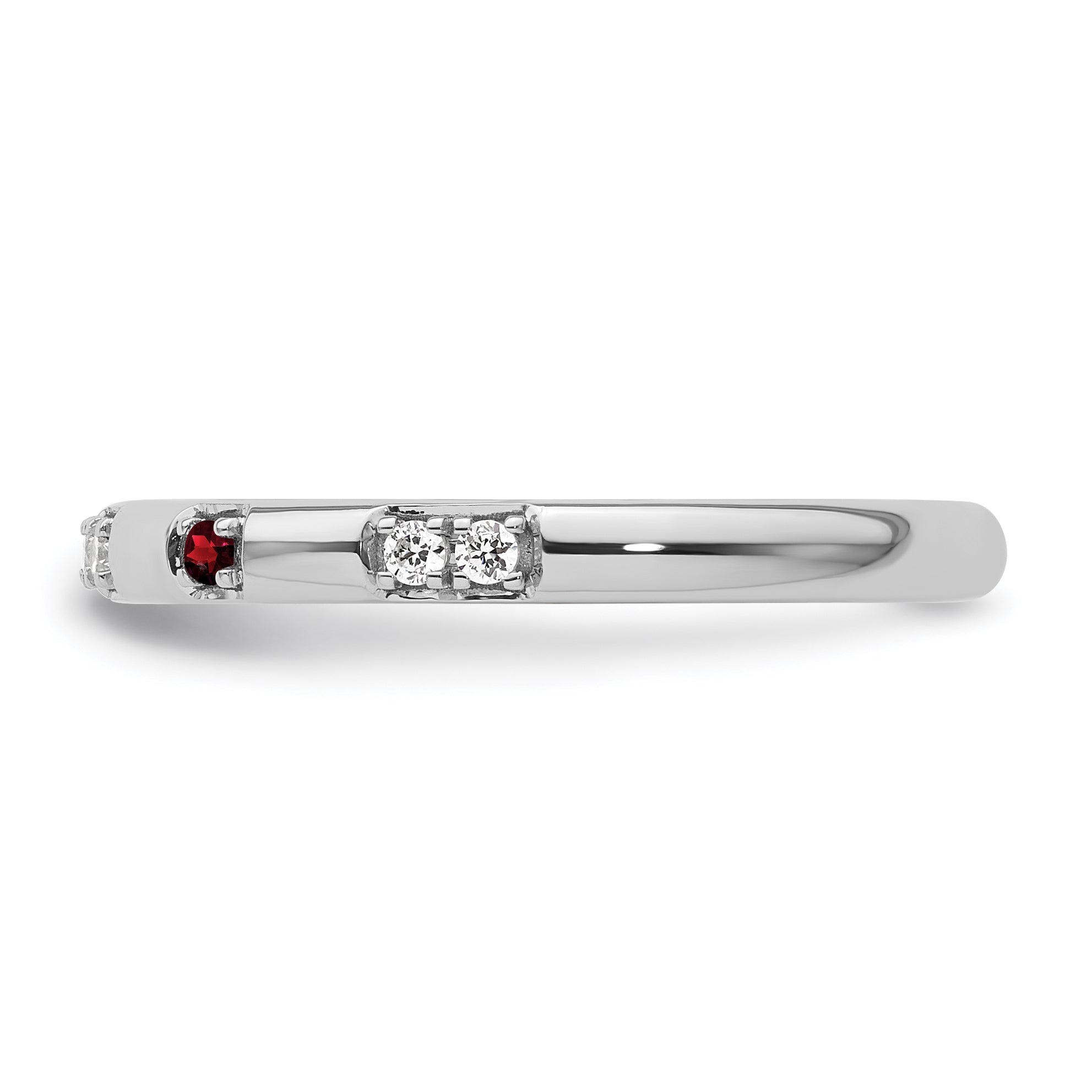 14k White Gold Stackable Expressions Garnet and Diamond Ring - Sophia Jewelers