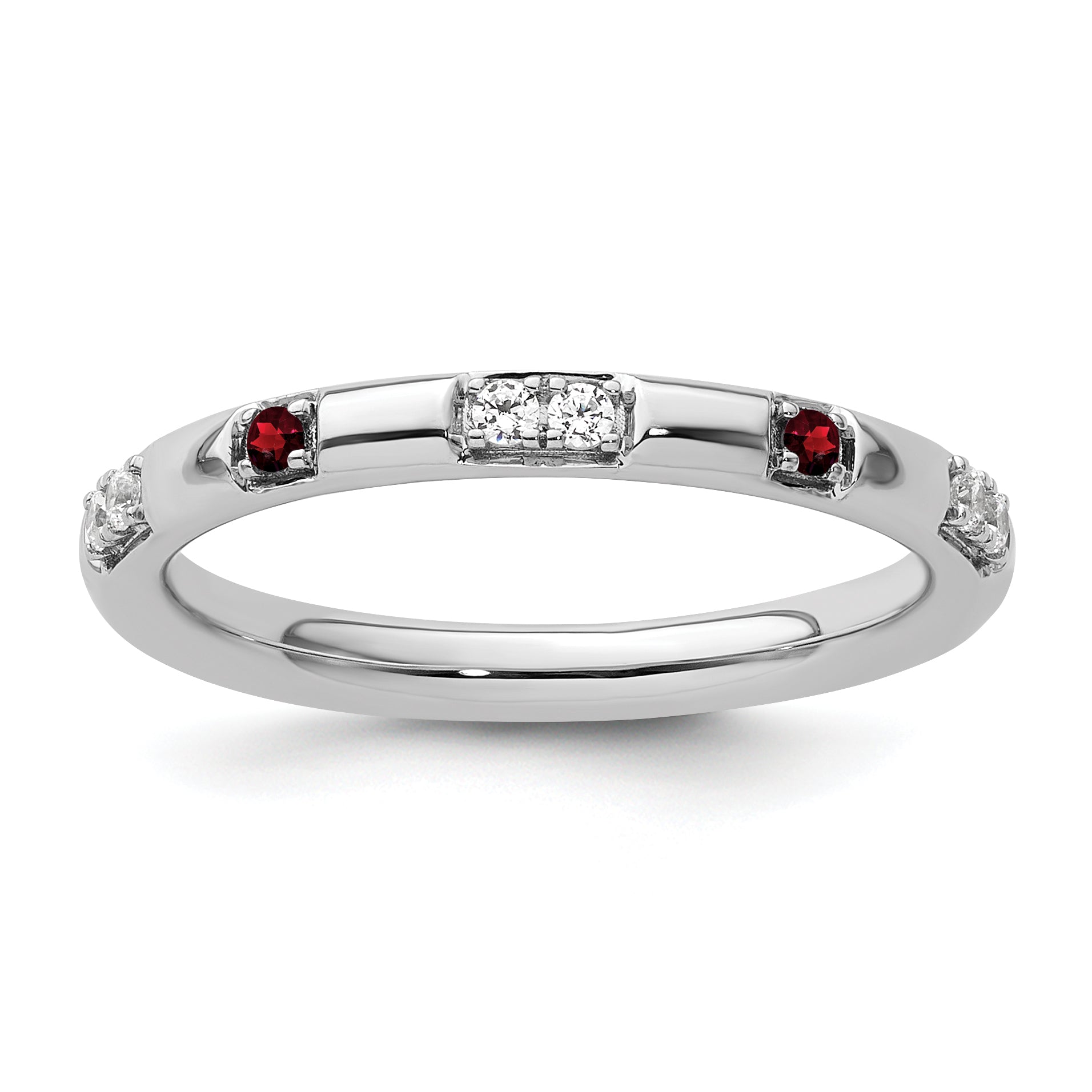 14k White Gold Stackable Expressions Garnet and Diamond Ring - Sophia Jewelers