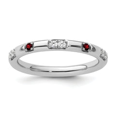 14k White Gold Stackable Expressions Garnet and Diamond Ring - Sophia Jewelers