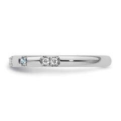 14k White Gold Stackable Expressions Aquamarine and Diamond Ring - Sophia Jewelers