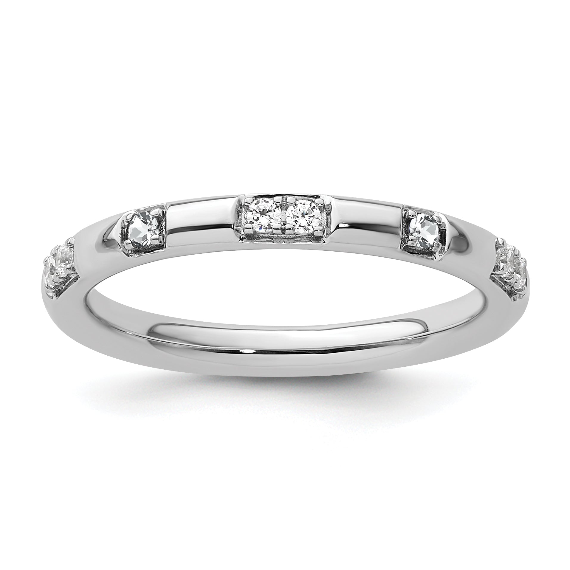 14k White Gold Stackable Expressions White Topaz and Diamond Ring - Sophia Jewelers