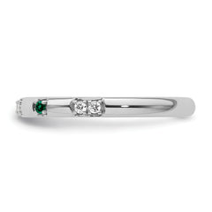 14k White Gold Stackable Expressions Created Emerald and Dia. Ring - Sophia Jewelers