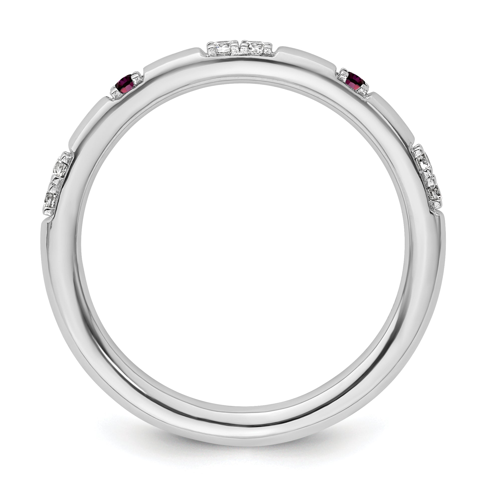 14k White Gold Stackable Expressions Rhodolite Garnet and Dia. Ring - Sophia Jewelers