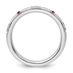 14k White Gold Stackable Expressions Created Ruby and Dia. Ring - Sophia Jewelers