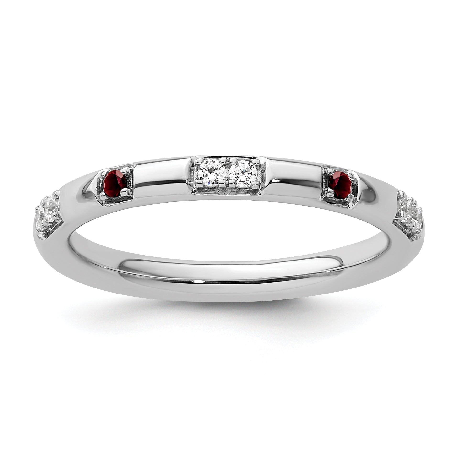 14k White Gold Stackable Expressions Created Ruby and Dia. Ring - Sophia Jewelers