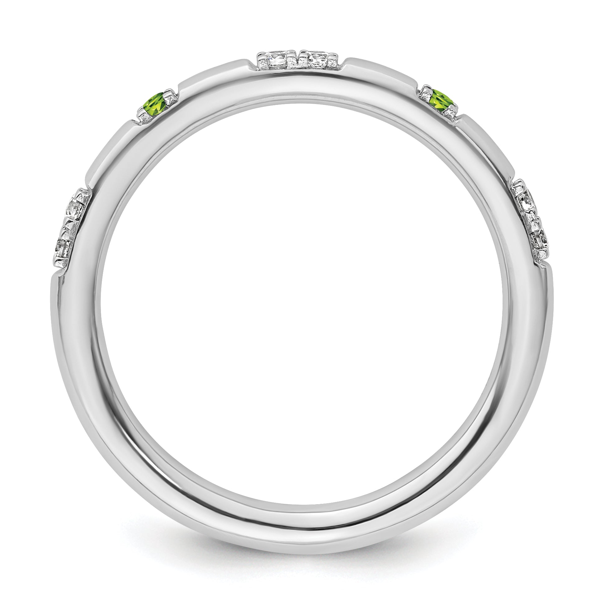 14k White Gold Stackable Expressions Peridot and Diamond Ring - Sophia Jewelers