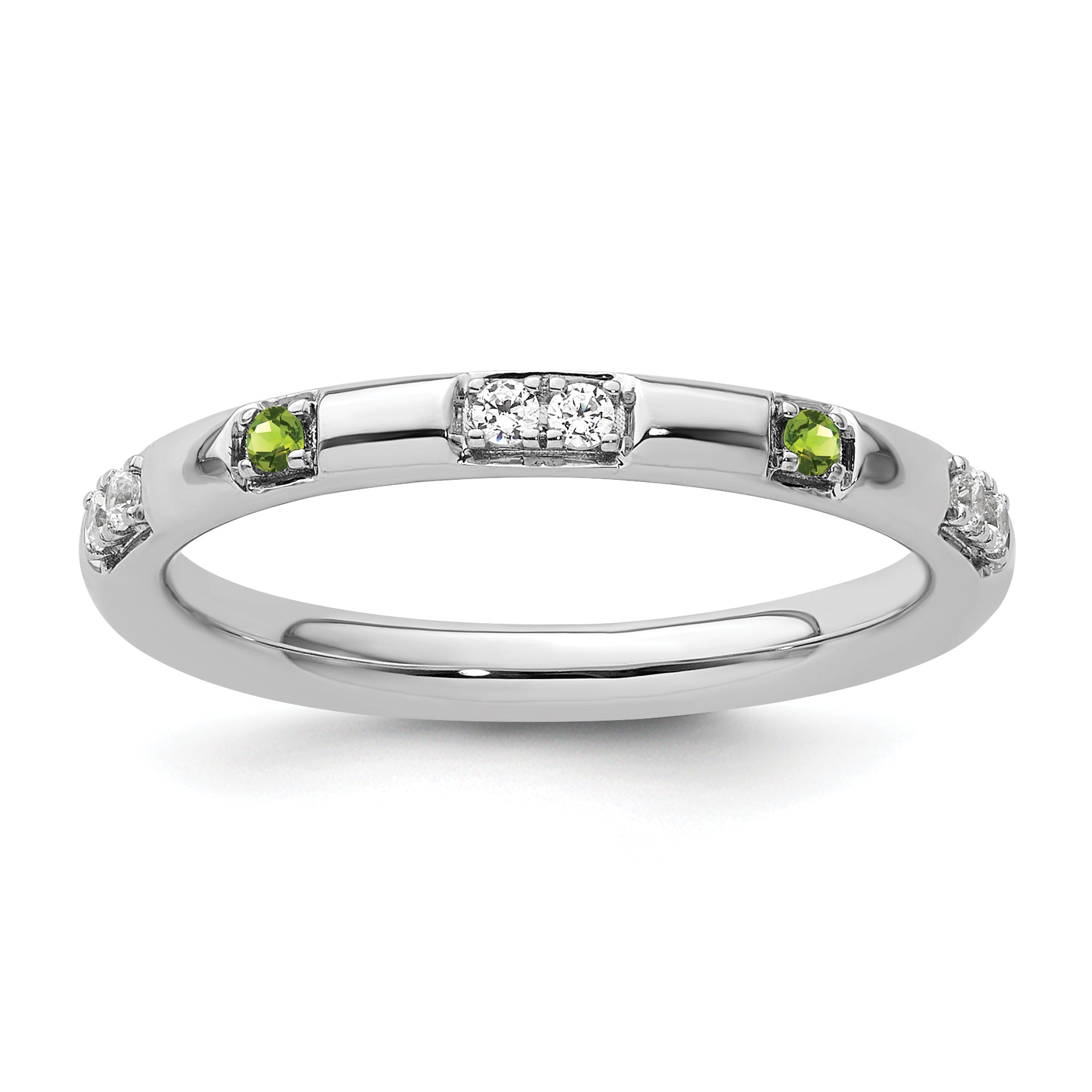 14k White Gold Stackable Expressions Peridot and Diamond Ring - Sophia Jewelers