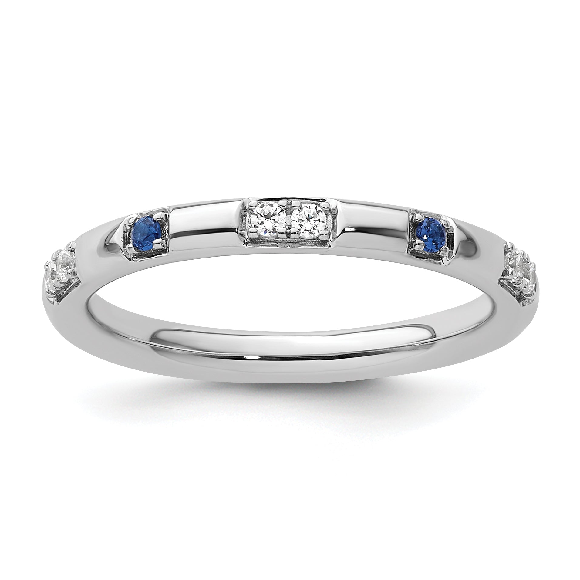 14k White Gold Stackable Expressions Cr. Sapphire and Dia. Ring - Sophia Jewelers