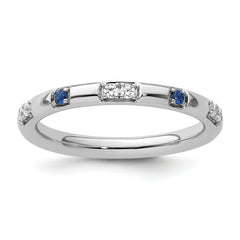 14k White Gold Stackable Expressions Cr. Sapphire and Dia. Ring - Sophia Jewelers