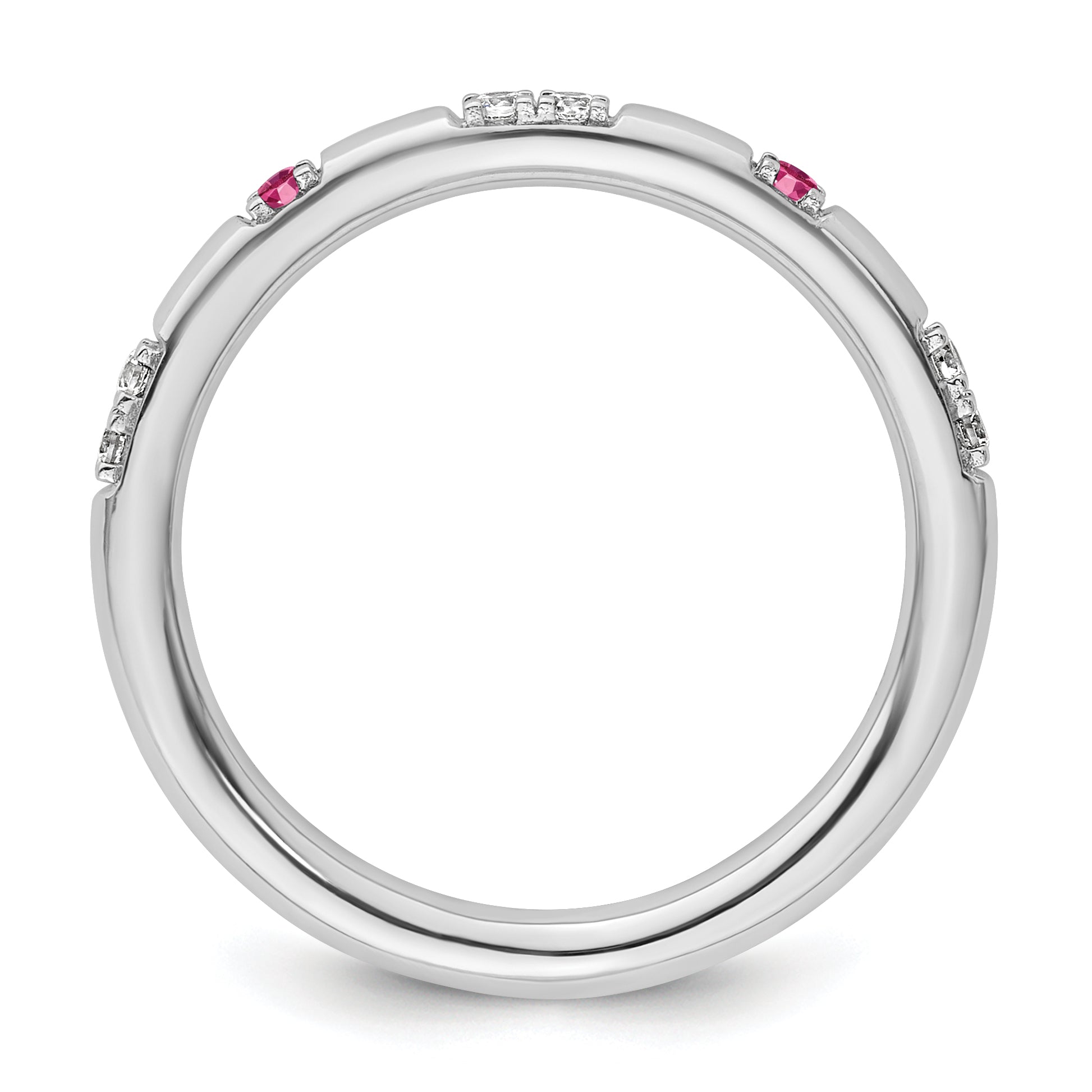 14k White Gold Stackable Expressions Pink Tourmaline and Dia. Ring - Sophia Jewelers