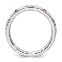 14k White Gold Stackable Expressions Pink Tourmaline and Dia. Ring - Sophia Jewelers