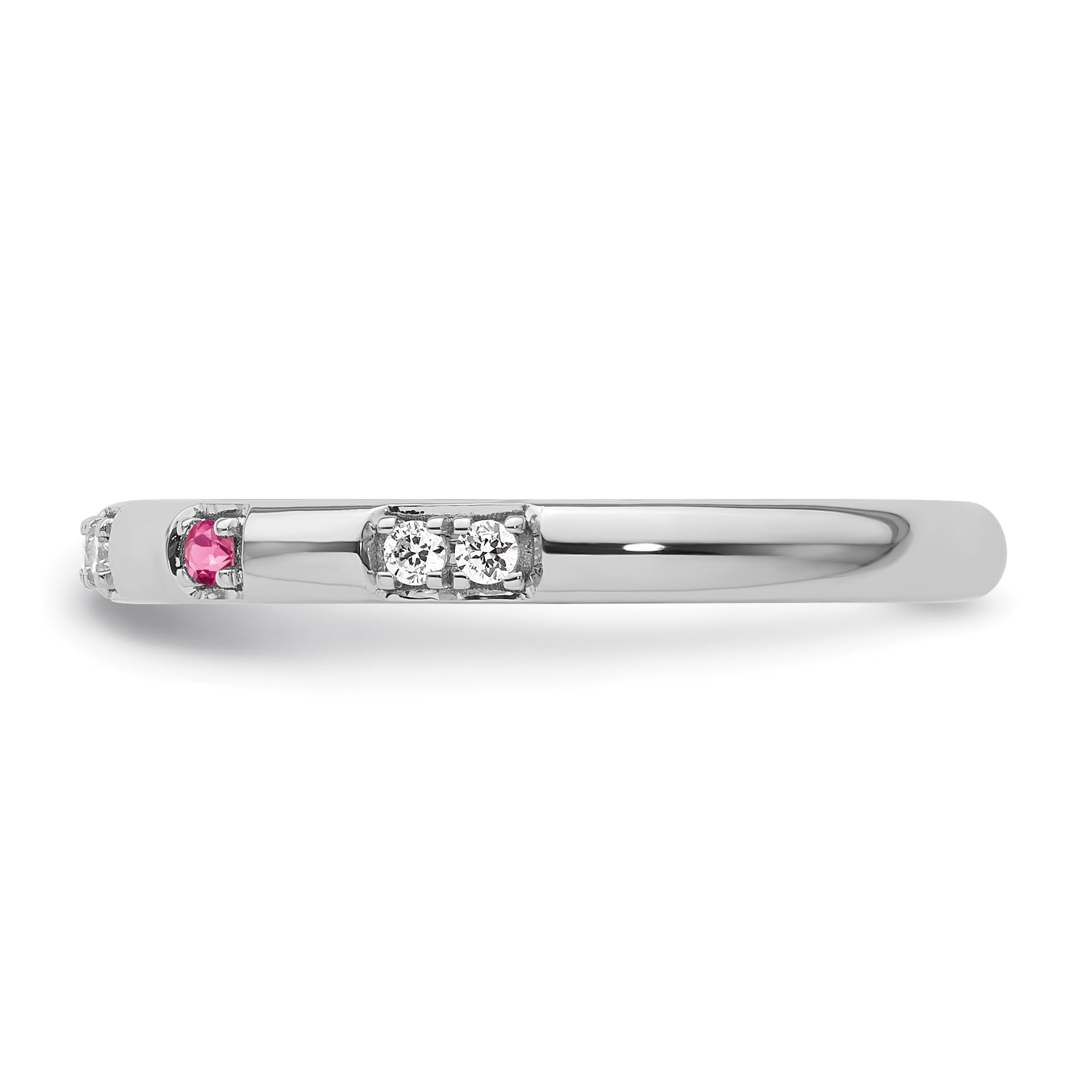 14k White Gold Stackable Expressions Pink Tourmaline and Dia. Ring - Sophia Jewelers