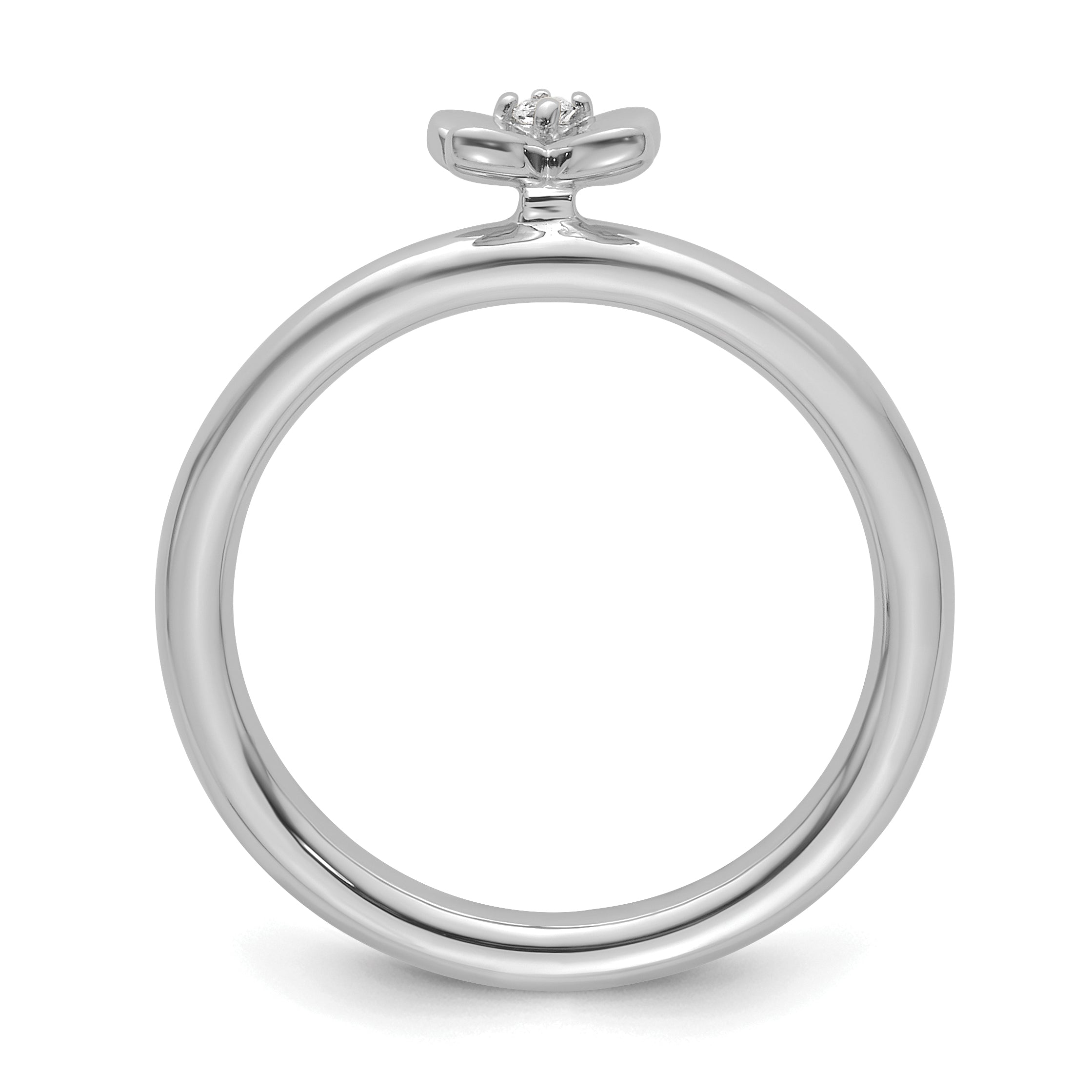 14k White Gold Stackable Expressions Diamond Butterfly Ring - Sophia Jewelers