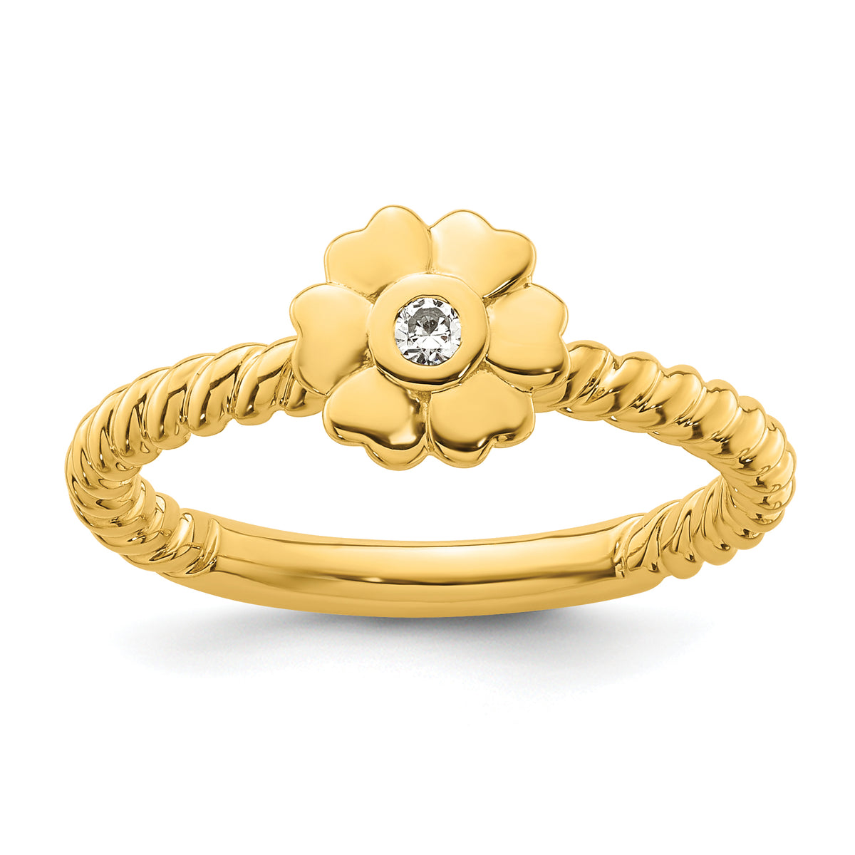 14k Stackable Expressions Diamond Flower Twisted Ring - Sophia Jewelers