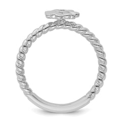 14k White Gold Stackable Expressions Diamond Flower Twisted Ring - Sophia Jewelers