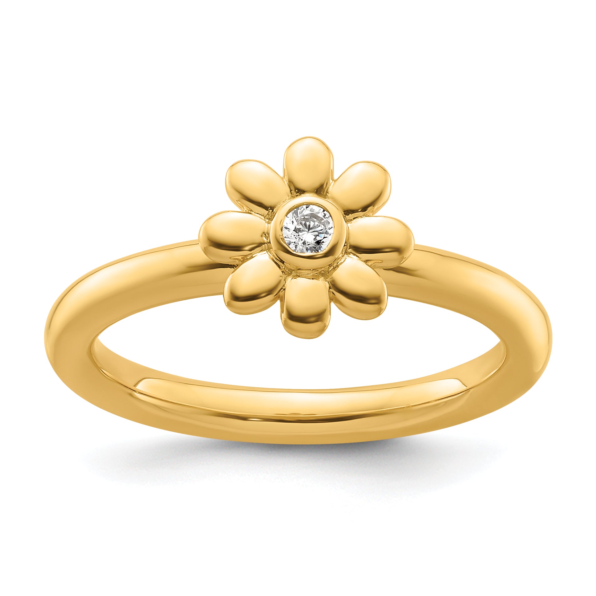 14k Stackable Expressions Diamond Flower Ring - Sophia Jewelers