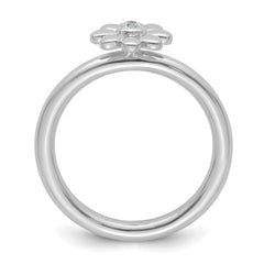 14k White Gold Stackable Expressions Diamond Flower Ring - Sophia Jewelers