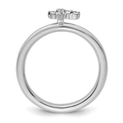 14k White Gold Stackable Expressions Diamond Cross Ring - Sophia Jewelers