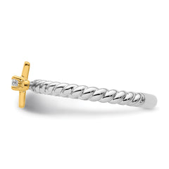 14k Two-tone Gold Stackable Expressions Diamond Cross Ring - Sophia Jewelers