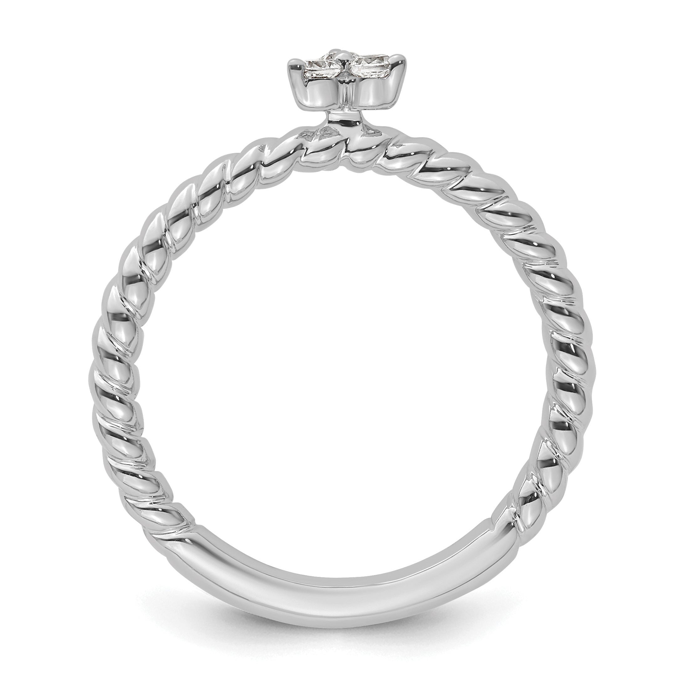 14k White Gold Stackable Expressions Diamond Twisted Ring - Sophia Jewelers