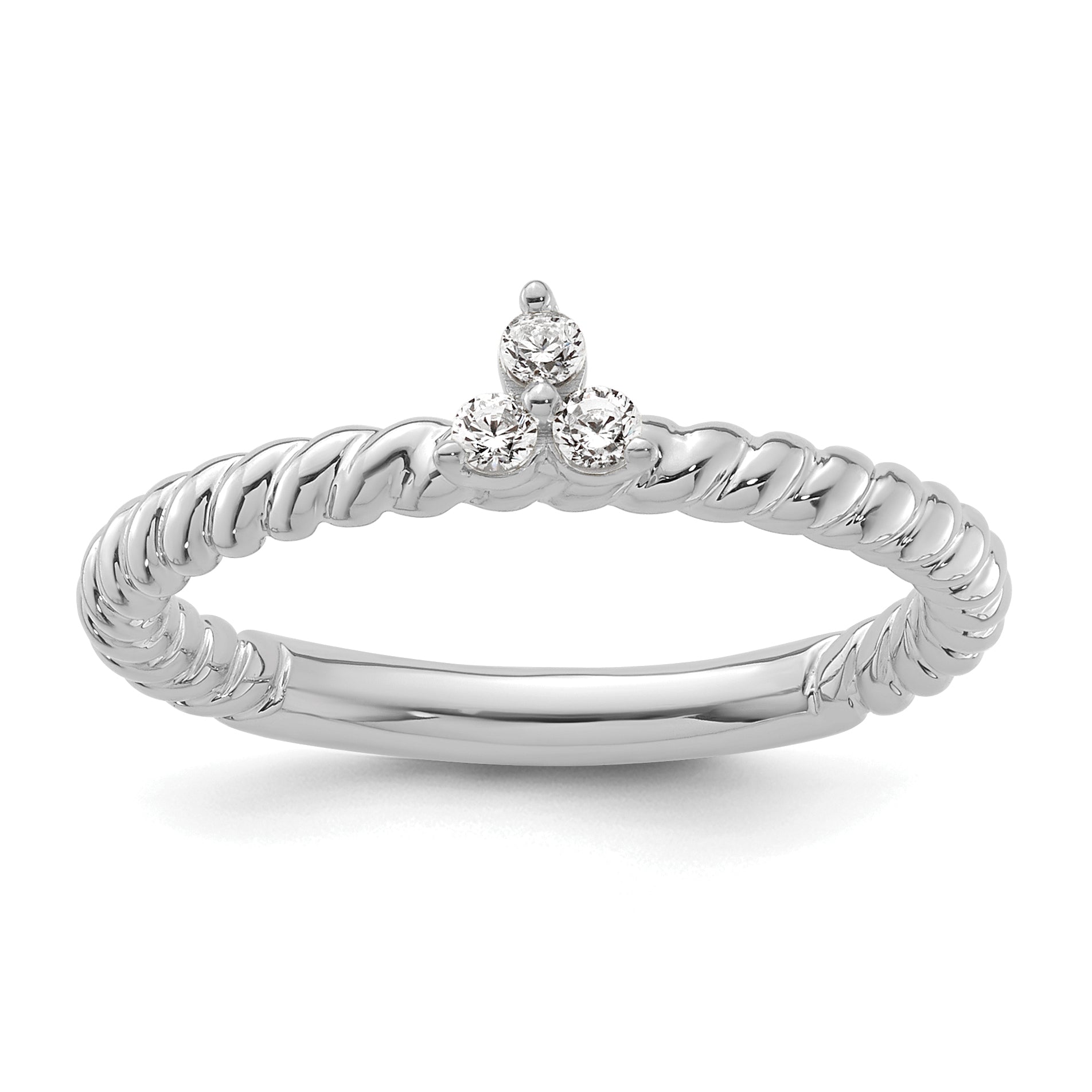 14k White Gold Stackable Expressions Diamond Twisted Ring - Sophia Jewelers