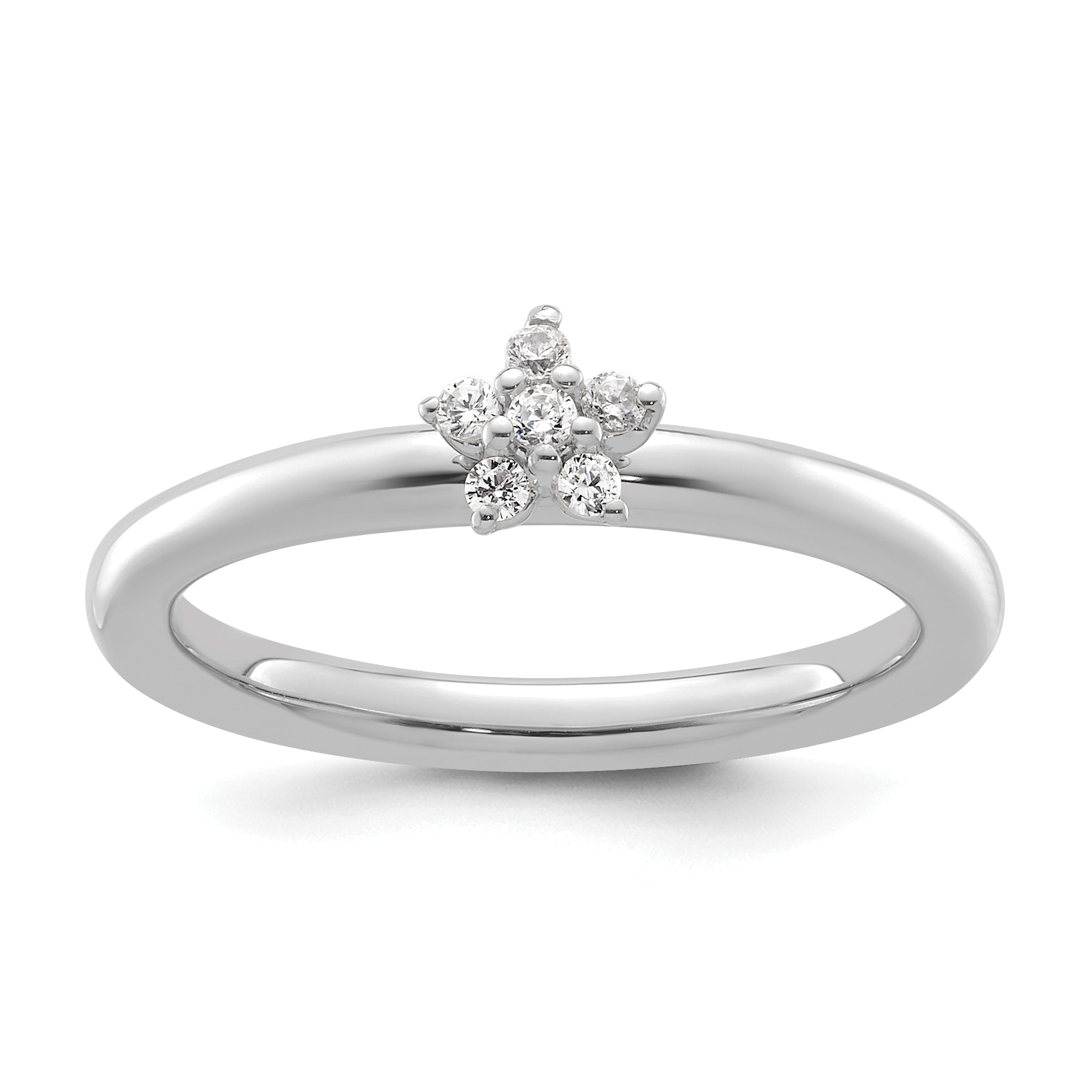 14k White Gold Stackable Expressions Diamond Star Ring - Sophia Jewelers