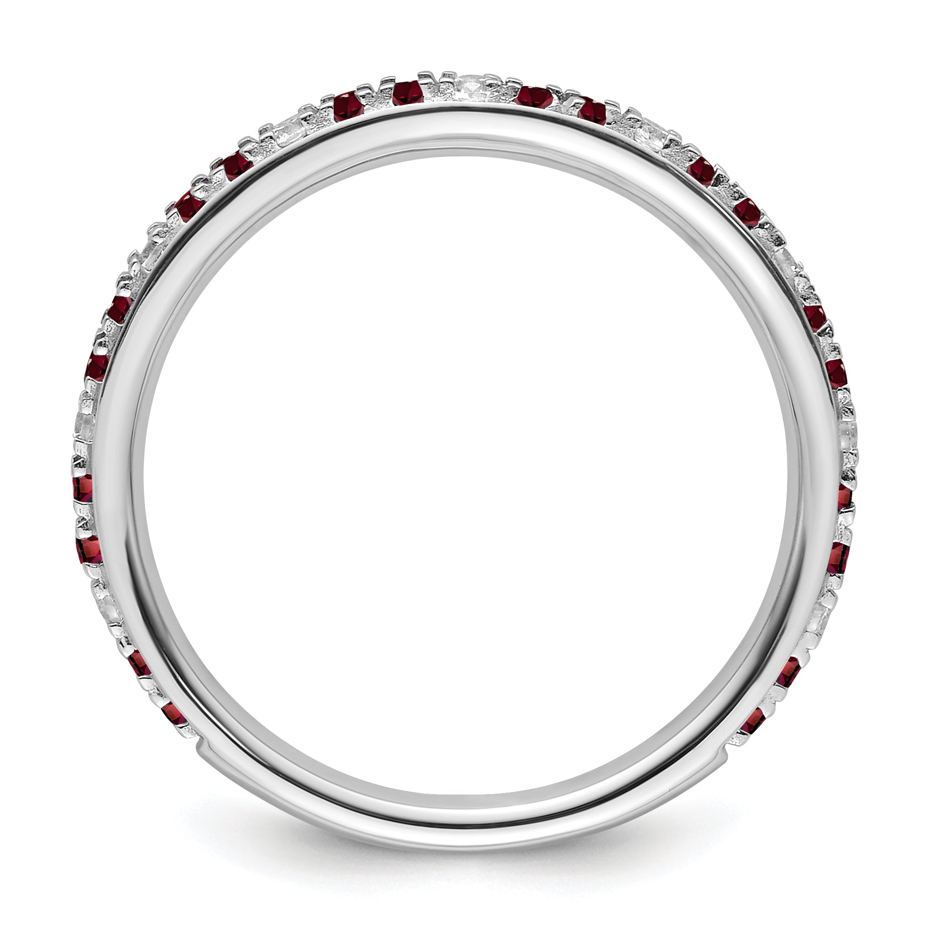 14k White Gold Stackable Expressions Garnet and Diamond Ring - Sophia Jewelers