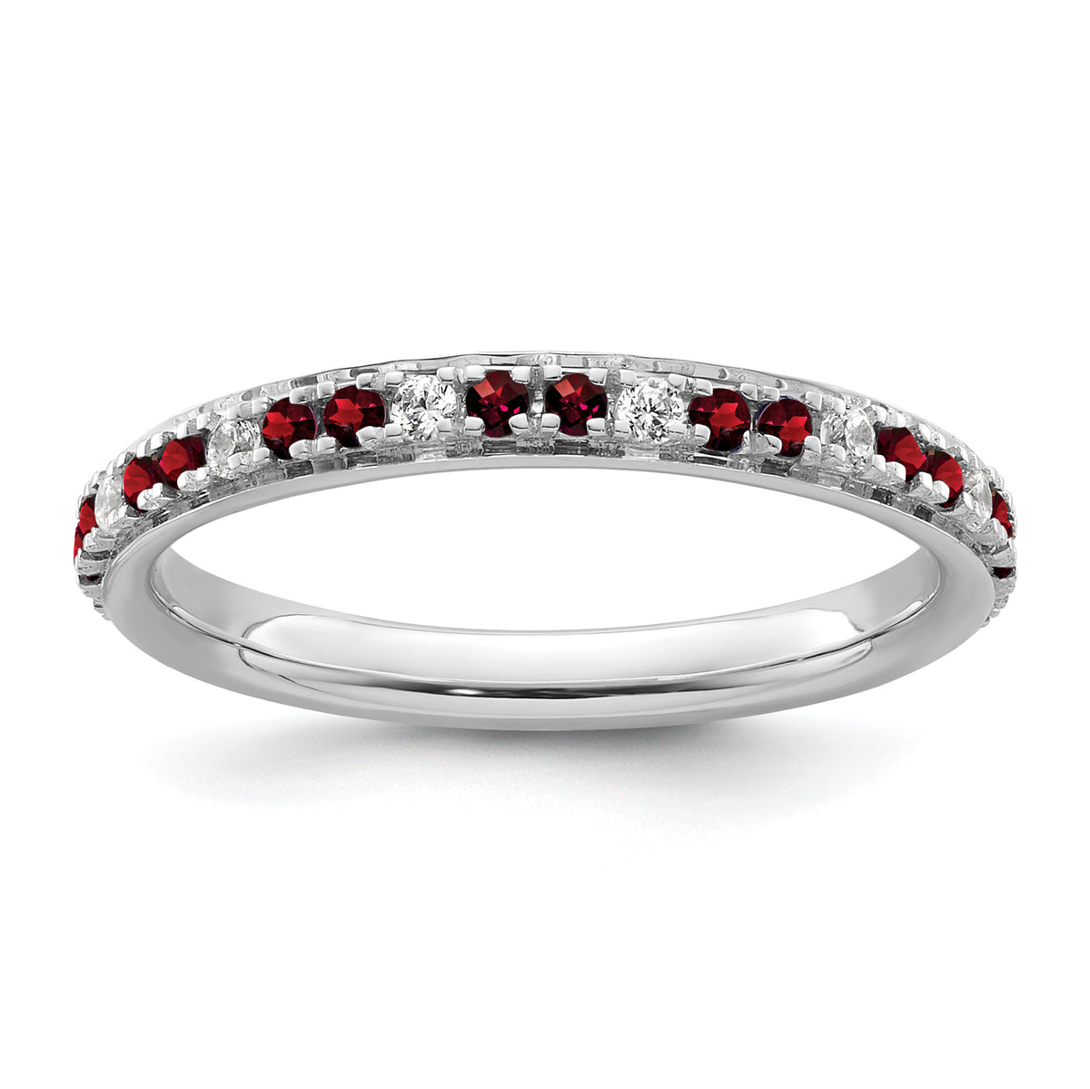 14k White Gold Stackable Expressions Garnet and Diamond Ring - Sophia Jewelers