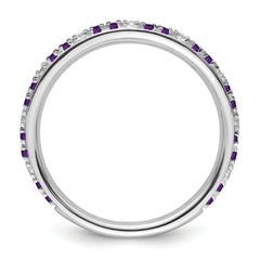 14k White Gold Stackable Expressions Amethyst and Diamond Ring - Sophia Jewelers