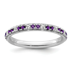 14k White Gold Stackable Expressions Amethyst and Diamond Ring - Sophia Jewelers